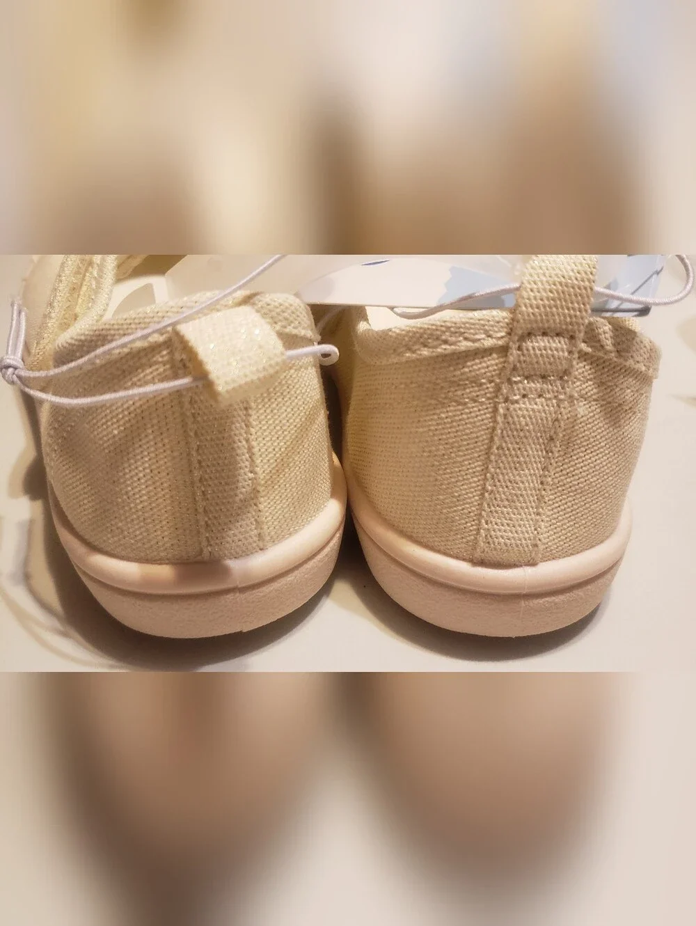Cat & Jack Cream Canvas Mary Jane Shoes with Hook-and-Loop Strap